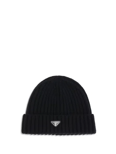 Prada Pr2hc3902dzlf0002bb Wool Ribbed Beanie In Blue