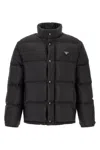 Prada Padded Jacket High Collar Elasticated Cuffs In Black