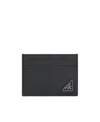 Prada Triangle Logo Leather Cardholder In Black