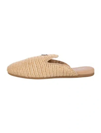 Pre-owned Prada 2s2984 Straw Mules In Neutral