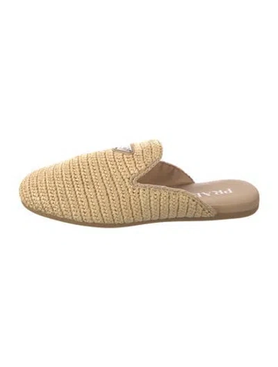 Pre-owned Prada 2s2984 Straw Mules In Neutrals