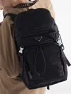 Prada Speedrock Rucksack Aus Re-nylon Und Leder In Black