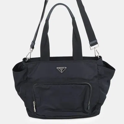 Pre-owned Prada 2-way Baby Bag Navy Nylon In Blue