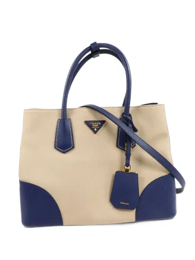 Pre-owned Prada 2-way Canvas Tote Bag In Neutrals