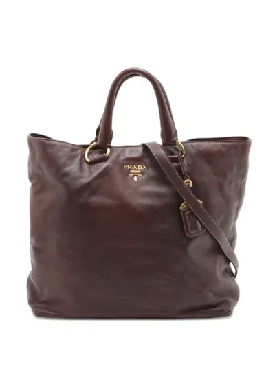 Pre-owned Prada 2way Leather Tote Bag In Brown