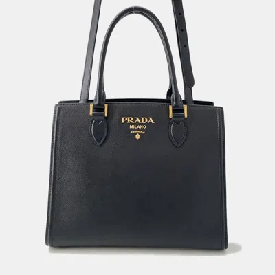 Pre-owned Prada 2way Tote Bag Black Saffiano Leatherleather
