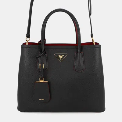Pre-owned Prada 2way Tote Bag Saffiano Leather Cuir Black Leather