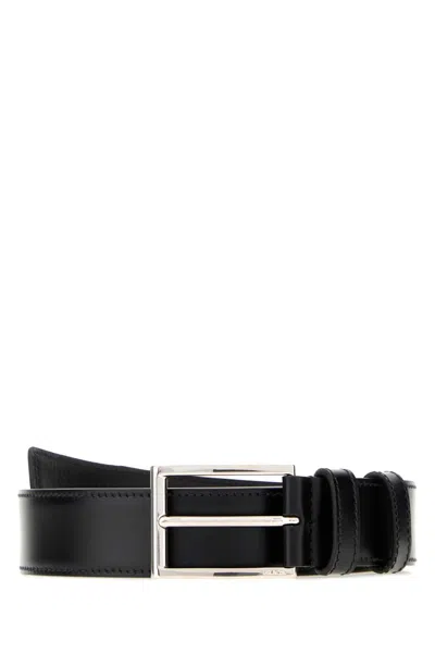 Prada 3 Cm Vitello Leather Belt For Men In Black