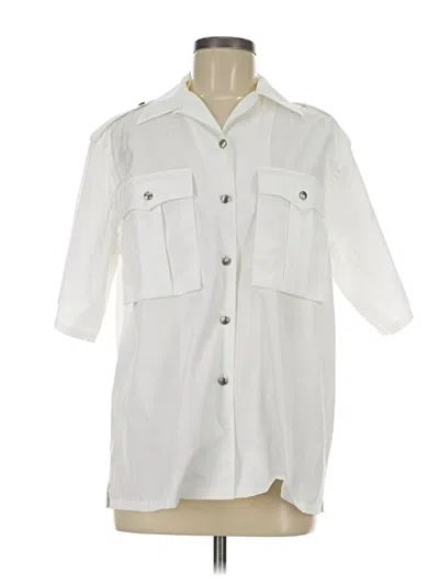 Pre-owned Prada 3/4 Sleeve Button Down Shirt In White