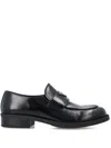 Prada Triangle Logo Brushed Leather Loafers In Black