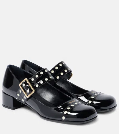PRADA 35 PATENT LEATHER MARY JANE PUMPS