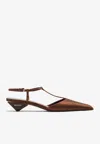 Prada 35 Satin Slingback Pumps In Brown