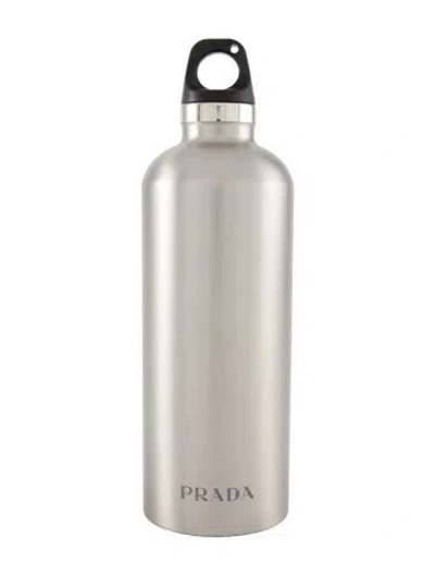 Pre-owned Prada 350ml Stainless Steel Water Bottle In Silver