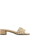 Prada 35mm Enamel-triangle Logo Sandals In Neutral
