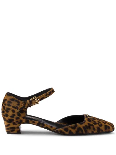 Prada 45 Leopard Print Pumps In Animal Print