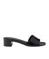 Prada Leather Mules With Block Heel And Embellished Detail In Black