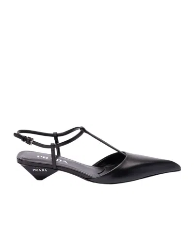 PRADA PRADA LOGO-EMBOSSED POINTED-TOE PUMPS
