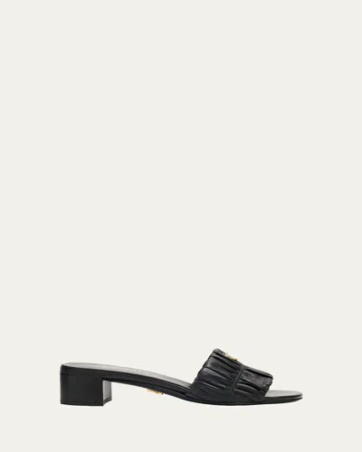 Prada 35mm Matelasse Nappa Leather Block-heel Sandals In Animal Print