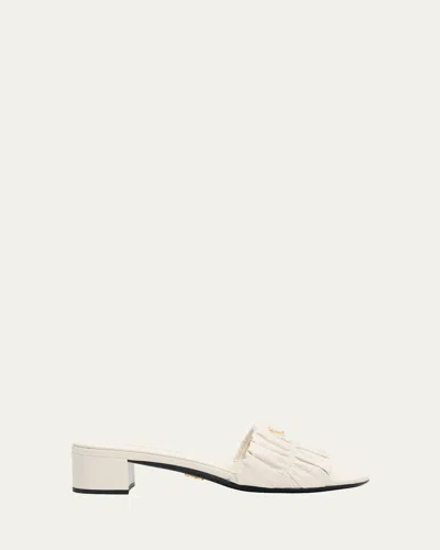 Prada 35mm Matelasse Nappa Leather Block-heel Sandals In White