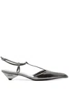 Prada Women's Anthracite Patent Leather Slingback Pumps In Grey