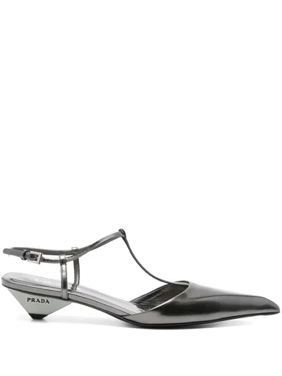 Pre-owned Prada 35mm Metallic Pumps
