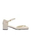 Prada Brand-plaque Patent Leather Pumps In White