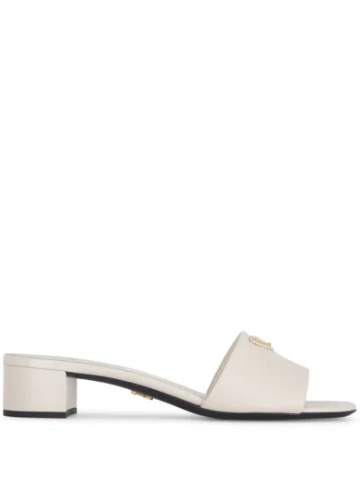 Prada 35mm Triangle-logo Mules In Neutral