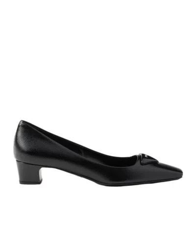 PRADA PRADA TRIANGLE-LOGO SQUARE-TOE PUMPS