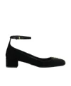 Prada 35mm Triangle-logo Velvet Pumps In Black