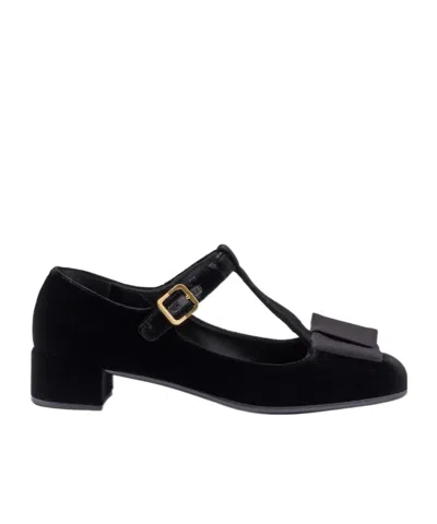PRADA PRADA BLOCK HEEL VELVET PUMPS