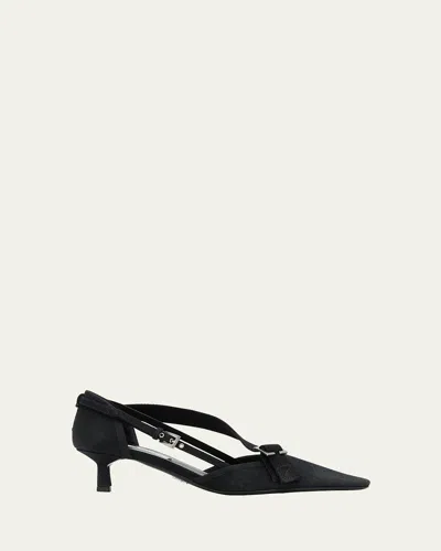 Prada Kitten Heel Pointed Toe Pump In Black