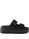 Prada Padded Nappa Leather Slides In Black