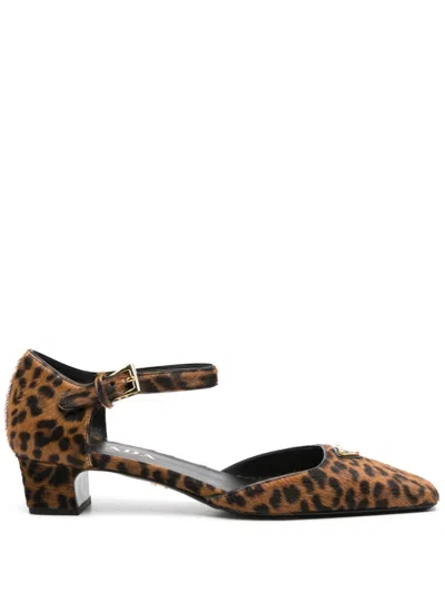 PRADA PRADA 45MM TRIANGLE ENAMEL PUMPS