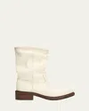 Prada 45mm Vintage-effect Leather Mid-calf Boots In Neutral