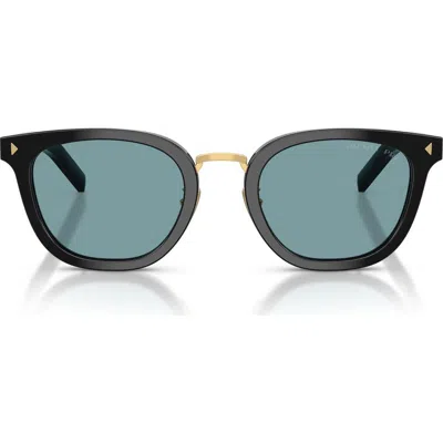 Prada 49mm Polarized Cat Eye Sunglasses In Black