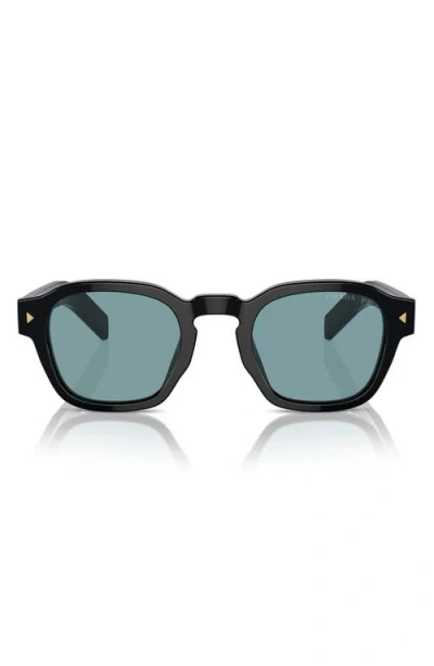 Prada 49mm Polarized Round Phantos Sunglasses In Nero/grigio