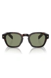 Prada 49mm Polarized Round Phantos Sunglasses In Brown/ Green
