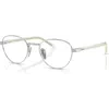 Prada 49mm Round Optical Glasses In Metallic