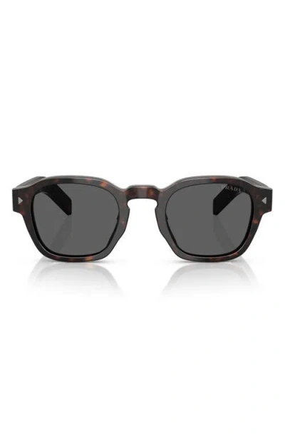 Prada 49mm Round Phantos Sunglasses In Metallic