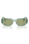 Prada 49mm Small Rectangular Sunglasses In Green/green Solid