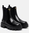 Prada 50 Leather Platform Chelsea Boots In Black