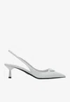 Prada Slingback Sandals Pointed Toe Stiletto Heel In White