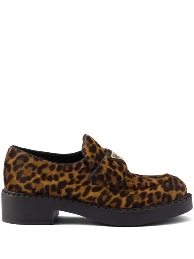 Prada Chocolate Loafer Aus Bedrucktem Leder In Multi