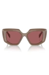 Prada 50mm Geometric Sunglasses In Translucent Taupe Bordeaux