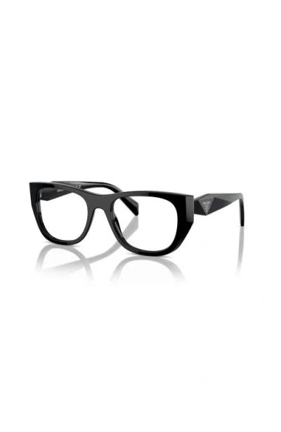 Prada 50mm Irregular Optical Glasses In Black