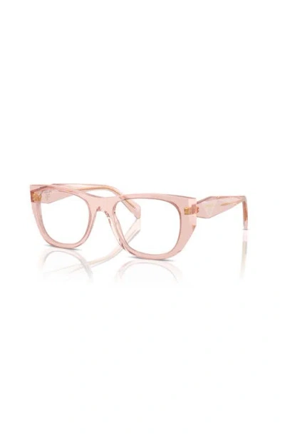 Prada 50mm Irregular Optical Glasses In Gold