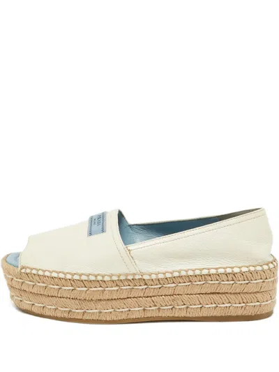 Pre-owned Prada 50mm Leather Platform Espadrilles