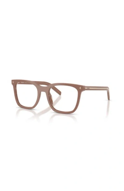 Prada 50mm Rectangle Optical Glasses In Brown