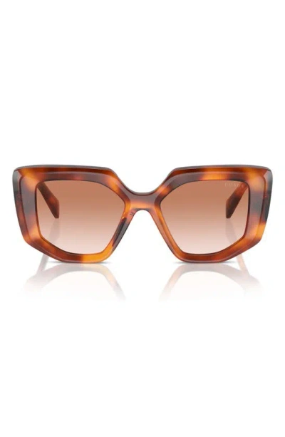 Prada 50mm Rectangular Sunglasses In Brown/brown Gradient