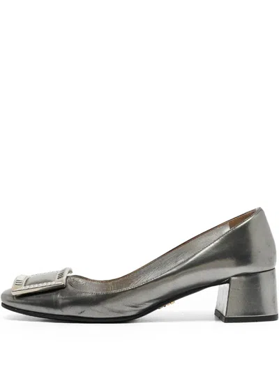 Pre-owned Prada 50mm Statement-plaque Pumps